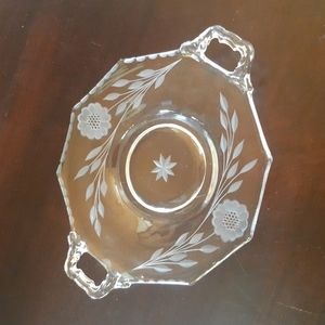 Vintage Glass Tray Serving Plate with Handles Decor